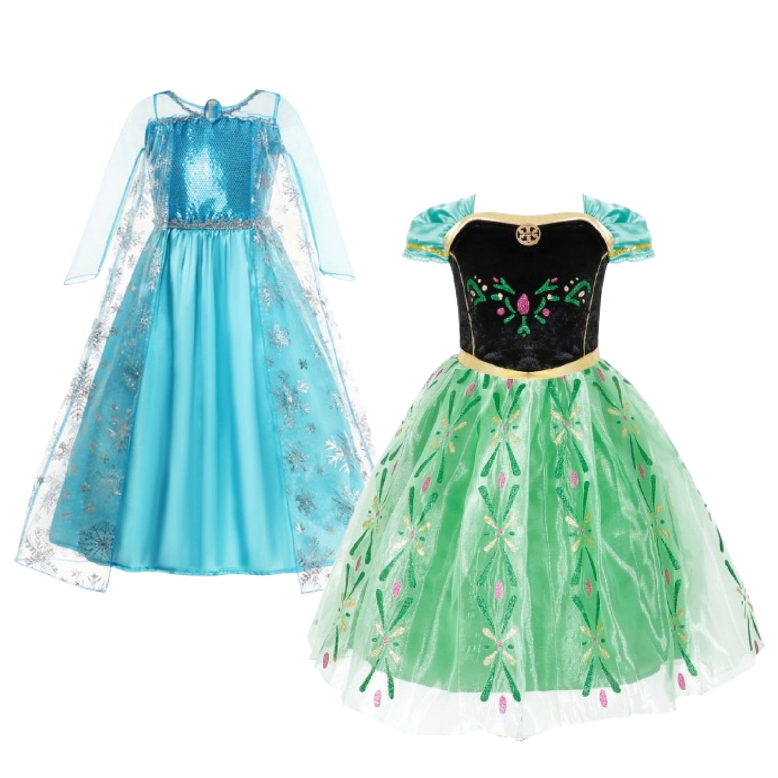Ohlover Girls Princess Queen Costume Dress - Blue Dress With Accessories For Dress Up (Size 2 Years)