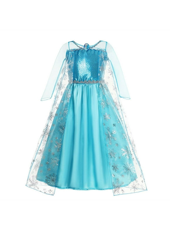 HAWEE Princess Elsa Dress Queen Costume Cosplay Dress Up for Girls with Accessories