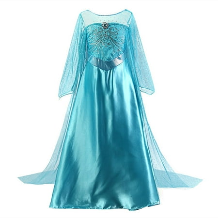 HAWEE Princess Elsa Dress up Sequin Cosplay Party Halloween Costumes with Cloak for Girls