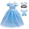 thumbnail image 1 of HAWEE Girls Princess Dress Halloween Fairy Dress Up Costume for Toddler Little Girls - Blue Birthday Party Dress, 1 of 9