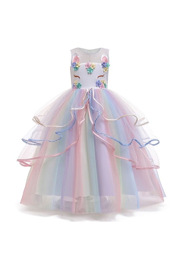 Princess Girl Dress Long Tulle Gown Flower Girls Unicorn Dress
