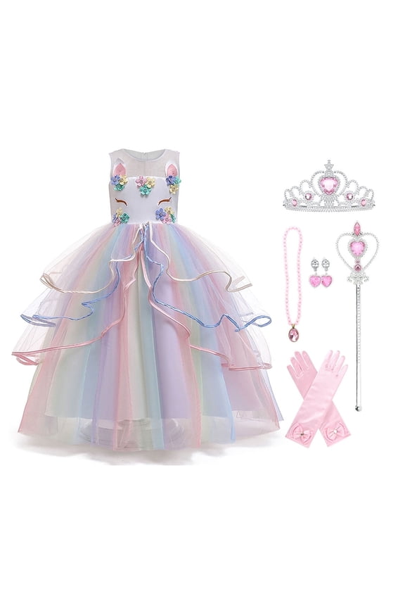 Princess Girl Dress Long Tulle Gown Flower Girls Unicorn Dress