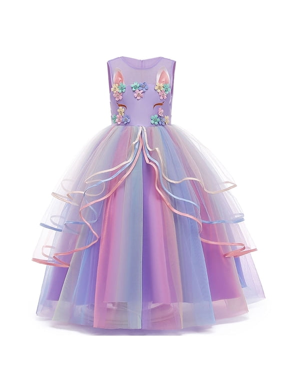 Princess Girl Dress Long Tulle Gown Flower Girls Unicorn Dress