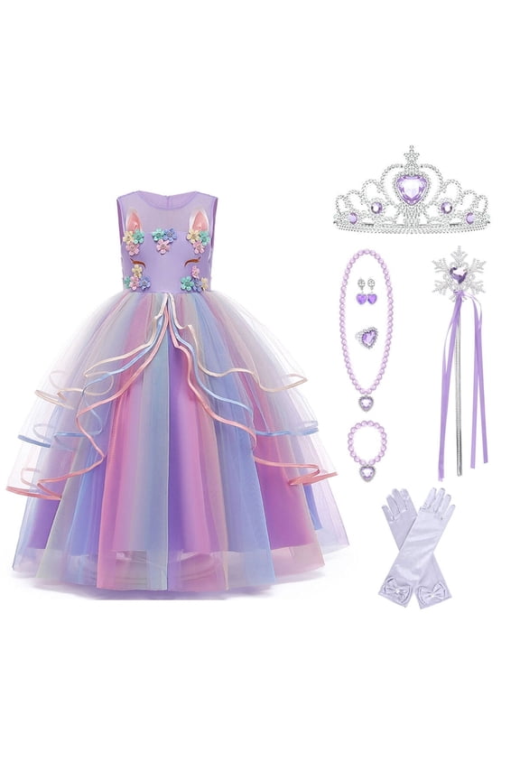 Princess Girl Dress Long Tulle Gown Flower Girls Unicorn Dress