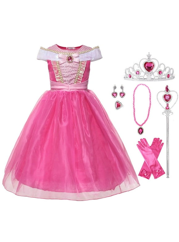 HAWEE Princess Party Girls Halloween Costume Aurora Dress Deluxe Beauty Fancy Cosplay Outfit