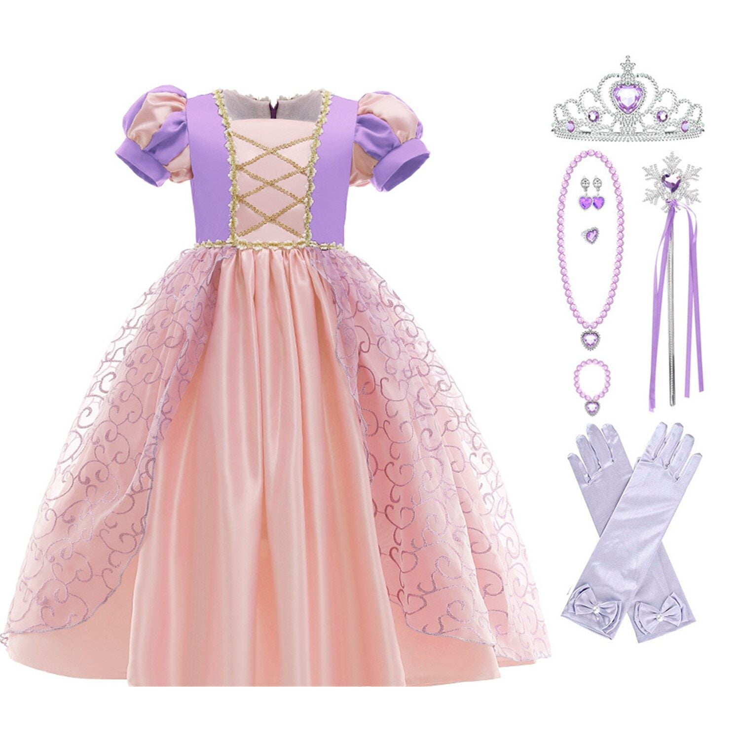 Girls Princess Costume Dress - Sequined Ball Gown For Halloween, Birthday Parties, And Dress-Up