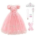 thumbnail image 1 of HAWEE Princess Sofia Dress for Girl Pink Cosplay Halloween Costume Puff Sleeve Layerd Dresses, 1 of 3