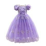 HAWEE Princess Sofia Dress for Girl Repunzel Cosplay Halloween Costume Puff Sleeve Layerd Dresses
