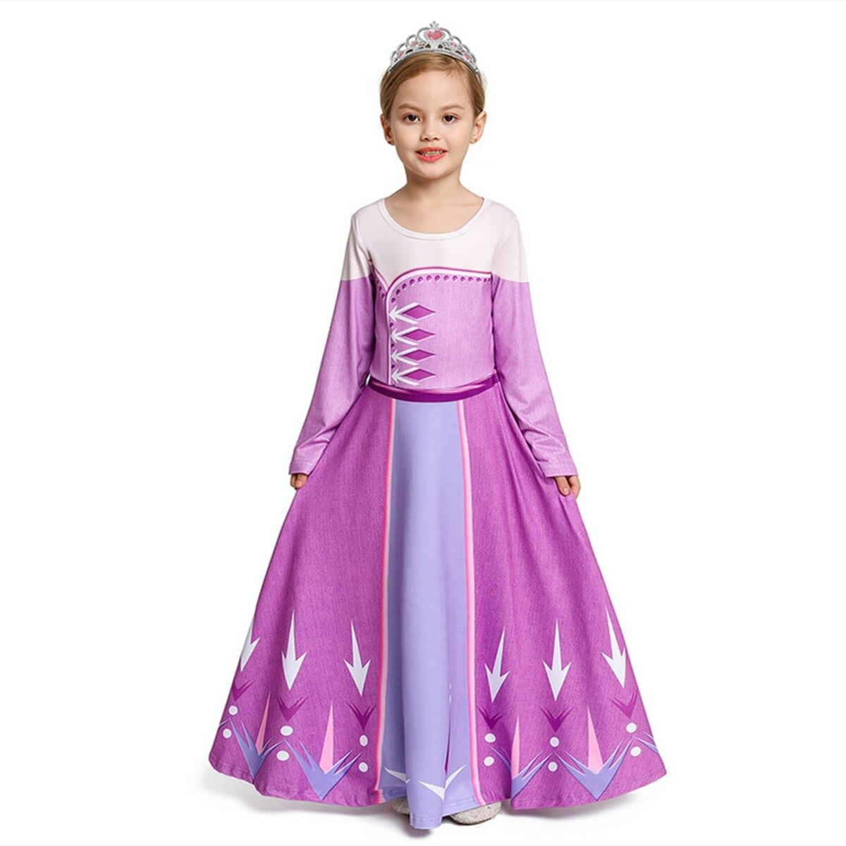 Hawee purple girls princess elsa dress cosplay dress up costumes party