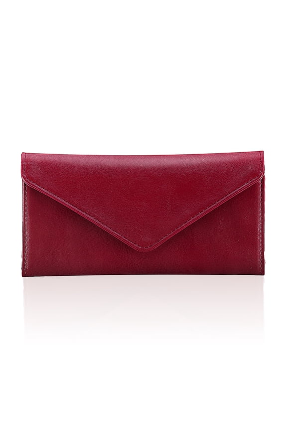 Rfid Credit Card Holder Wallets for Women Leather Zipper Slim with Coin Pocket, Wine Red