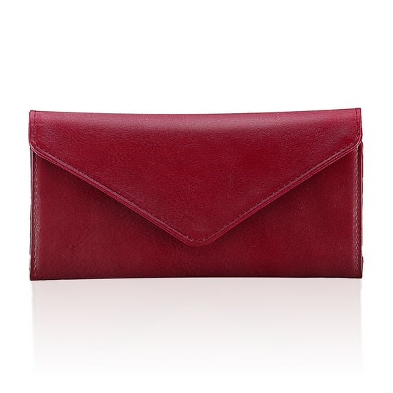 HAWEE Rfid Credit Card Holder Wallets for Women Leather Zipper Slim with Coin Pocket, Wine Red