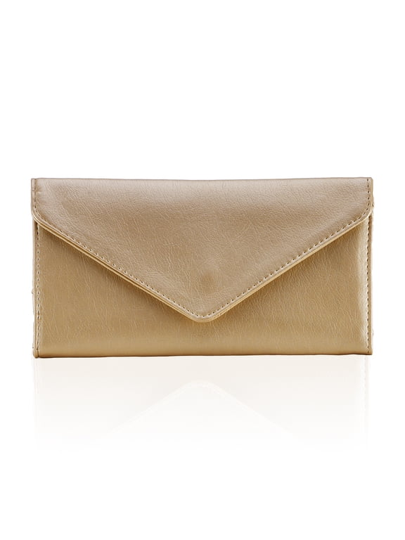 Slim Womens Wallets with Credit Card Slots, Long Envelope Style Anti Theft with 2 ID Windows, Coin Pocket, Champagne
