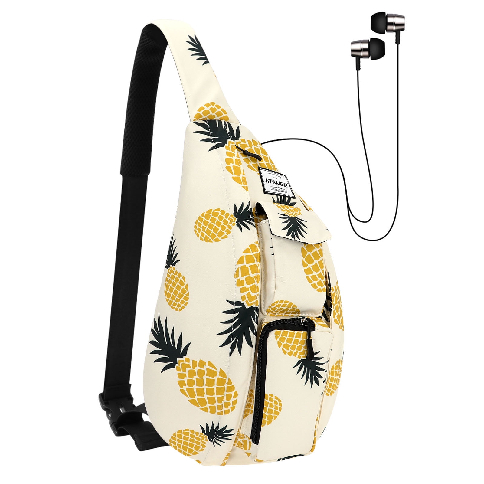 HAWEE Sling Bag for Women Crossbody Daypack Waterproof Fabric Shoulder Bags Pineapple