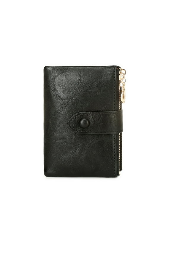 Small Wallets for Women RFID Blocking Leather Trifold Compact Credit Card Holder with ID Window Ladies Zipper Coin Purse