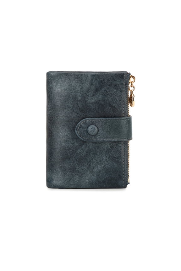 Small Wallets for Women RFID Blocking Leather Trifold Compact Credit Card Holder with ID Window Ladies Zipper Coin Purse