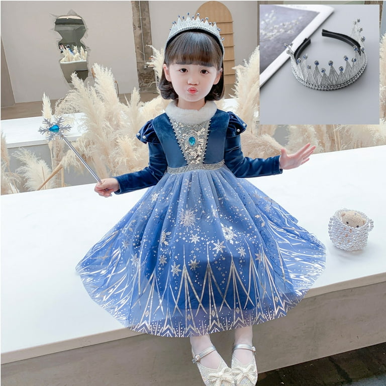 Snow White Costume Kids Girl Princess Fancy Dress Up Party Gown Cosplay