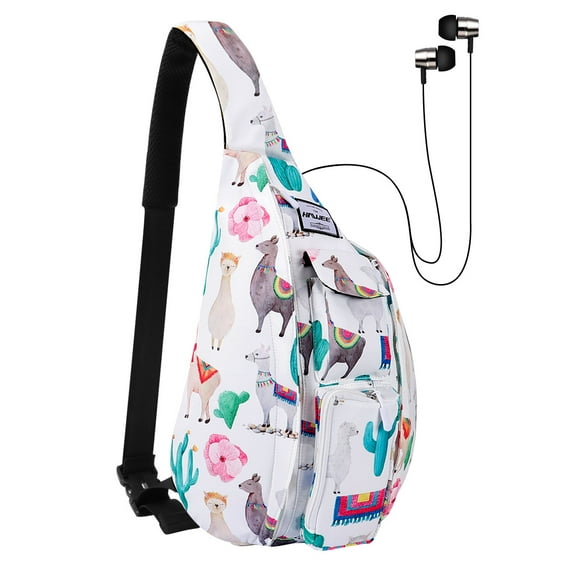 HAWEE Sports Backpack Crossbody Bag Hiking Backpack Chest Sling Bag Sports Travel Daypack for Women, Cactus Alpaca