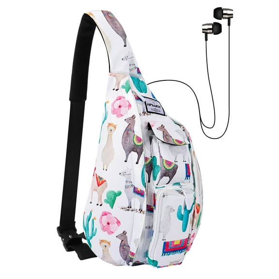 HAWEE Sports Backpack Crossbody Bag Hiking Backpack Chest Sling Bag Sports Travel Daypack for Women, Cactus Alpaca