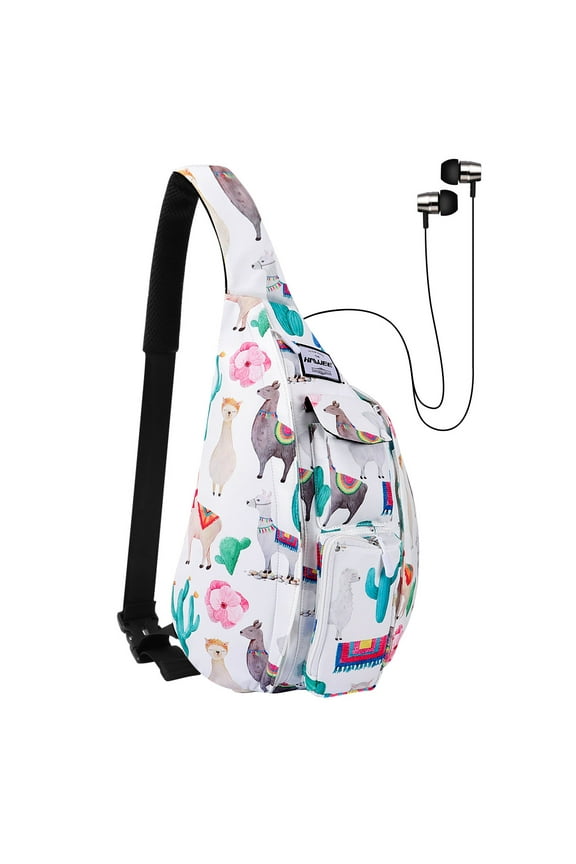 Sports Backpack Crossbody Bag Hiking Backpack Chest Sling Bag Sports Travel Daypack for Women, Cactus Alpaca