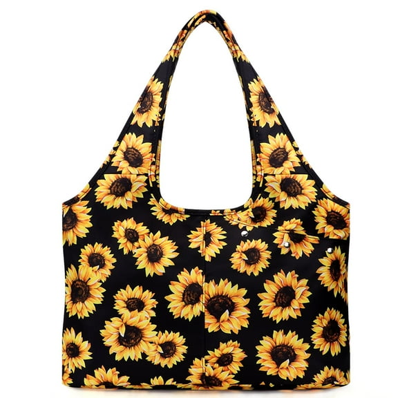 HAWEE Sunflower Tote Bag Water Repellent Travel Handbag Purse with 11 Pockets for Commuting/ Working/ Nursing/ Shopping/ Exercising