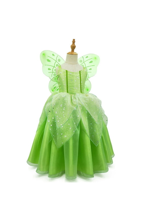 Flowers Fairy Costume for Girls Toddler Halloween Birthday Party Fairy Elf Dress up with Wings