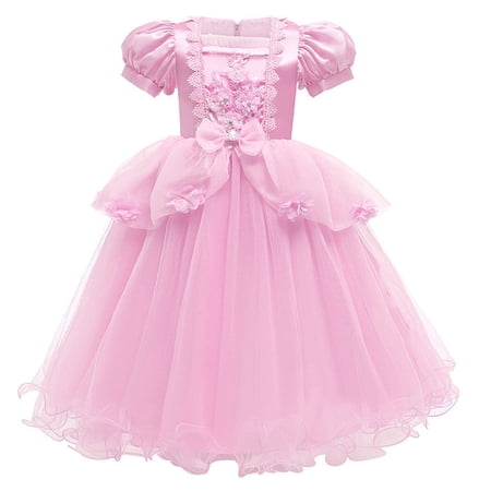 HAWEE Toddler Girls Princess Pink Costumes Halloween Dress up Fancy Gown for Cosplay Party
