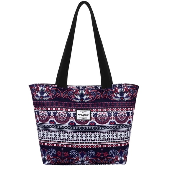 HAWEE Tote Bag with Zipper for Women with Bottle Pockets Heavy Duty Casual Anti-water Cloth Shoulder Handbag PVC Padded, Exotic