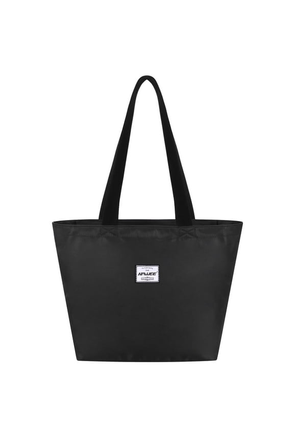 Tote Bag with Zipper for Women with Bottle Pockets Heavy Duty Casual Anti-water Cloth Shoulder Handbag PVC Padded, Black