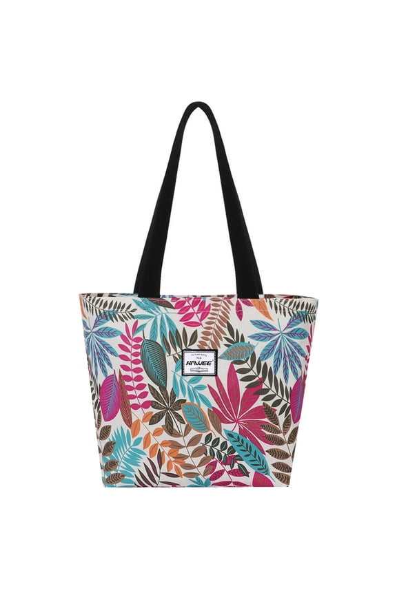 Tote Bag with Zipper for Women with Bottle Pockets Heavy Duty Casual Anti-water Cloth Shoulder Handbag PVC Padded, Maple Magenta