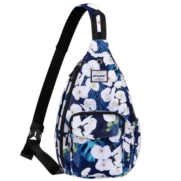 HAWEE Utility Crossbody Sling Backpack Butterfly Orchid Shoulder Bag Adjustable Strap for Women