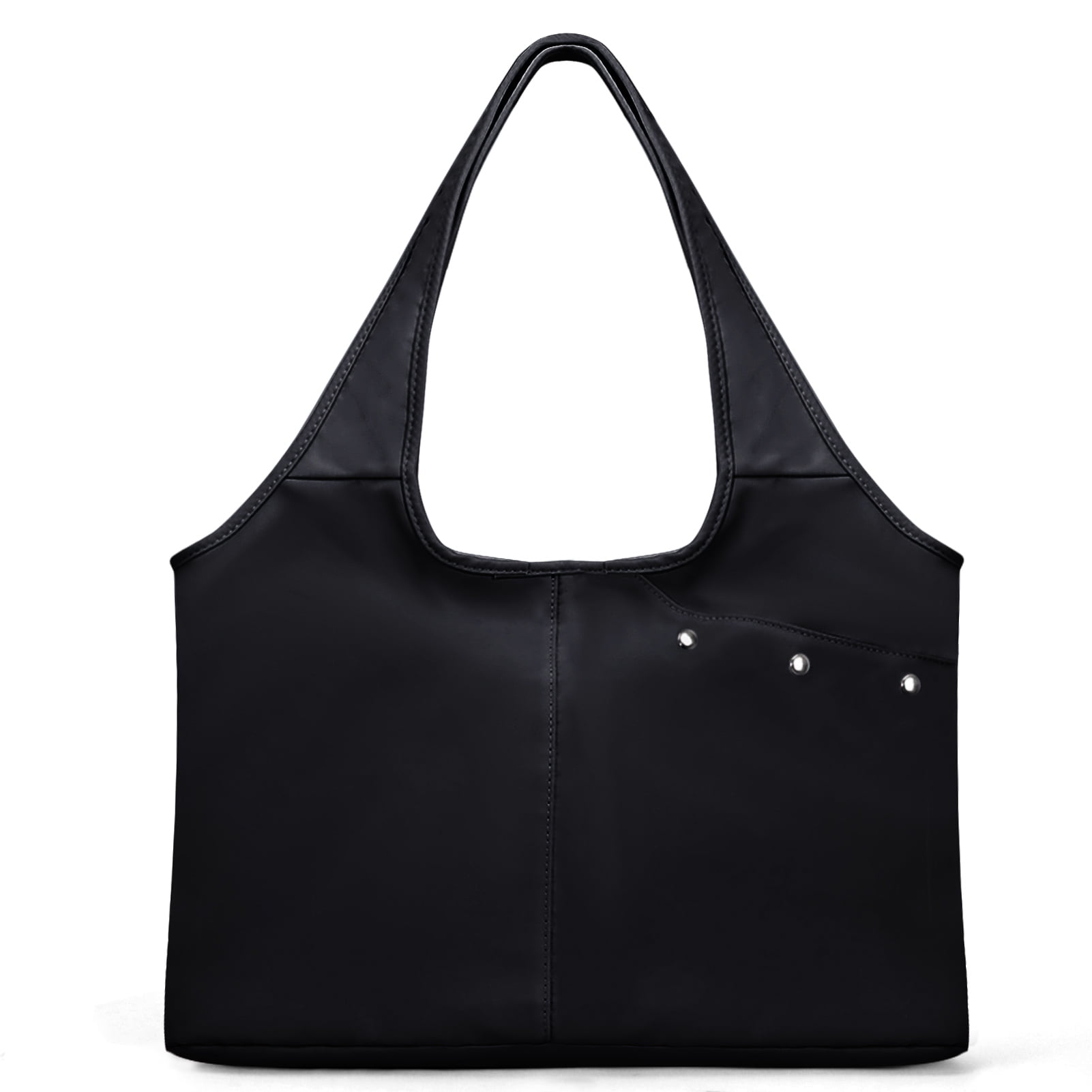 HAWEE Utility Shoulder Bag for Women Black Tote Purse with Wet Umbrella Pocket and Water Bottle Pocket Fits 13.3” Laptop