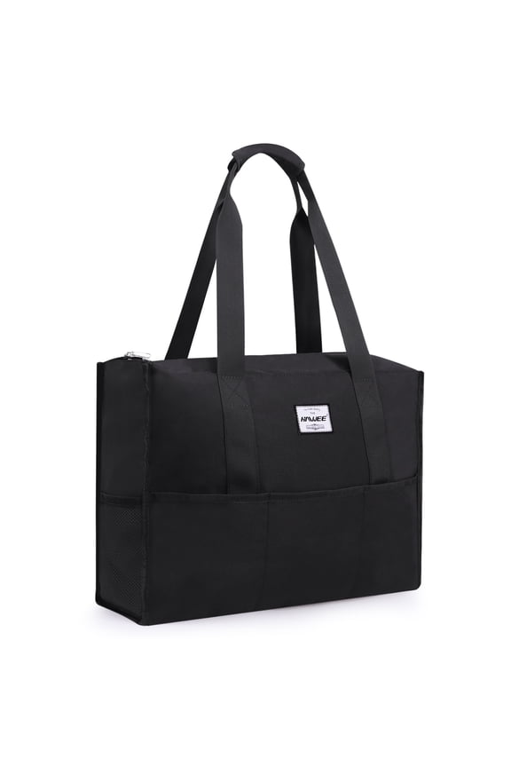 Utility Work Tote Bags for Men with Laptop Layer and 15 Pockets for Commuting/ Travel/ Business, Black