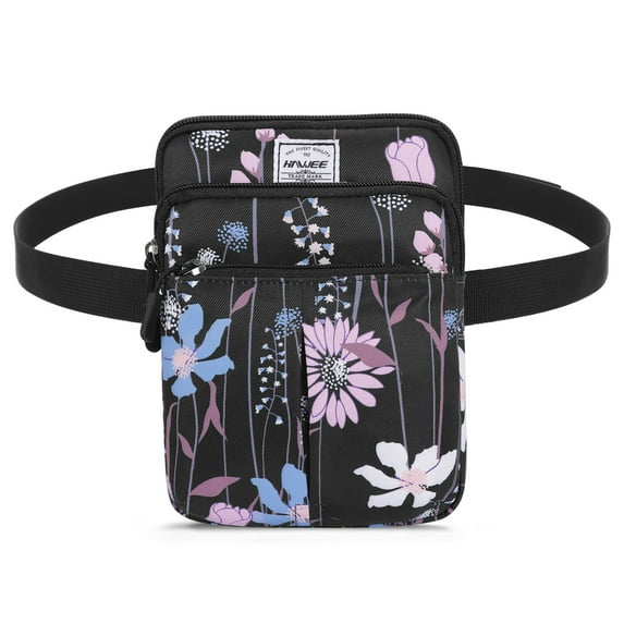 HAWEE Waist Belt Bag for Women Plus Size Fashion Fanny Packs Water Resistant Multifunctional Cross Body Shoulder Purse with 2 Adjustable Straps, Dreamy Flower