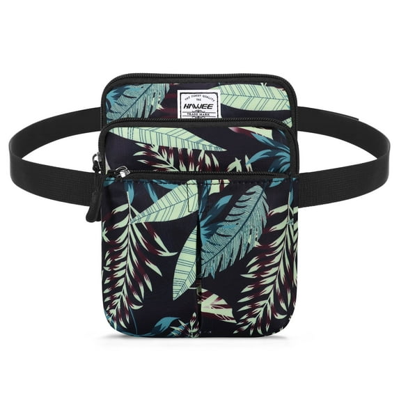 HAWEE Waist Belt Bag for Women Plus Size Fashion Fanny Packs Water Resistant Multifunctional Cross Body Shoulder Purse with 2 Adjustable Straps, Green Leaf