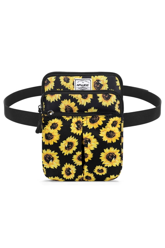 Waist Belt Bag for Women Plus Size Fashion Fanny Packs Water Resistant Multifunctional Cross Body Shoulder Purse with 2 Adjustable Straps, Sunflower