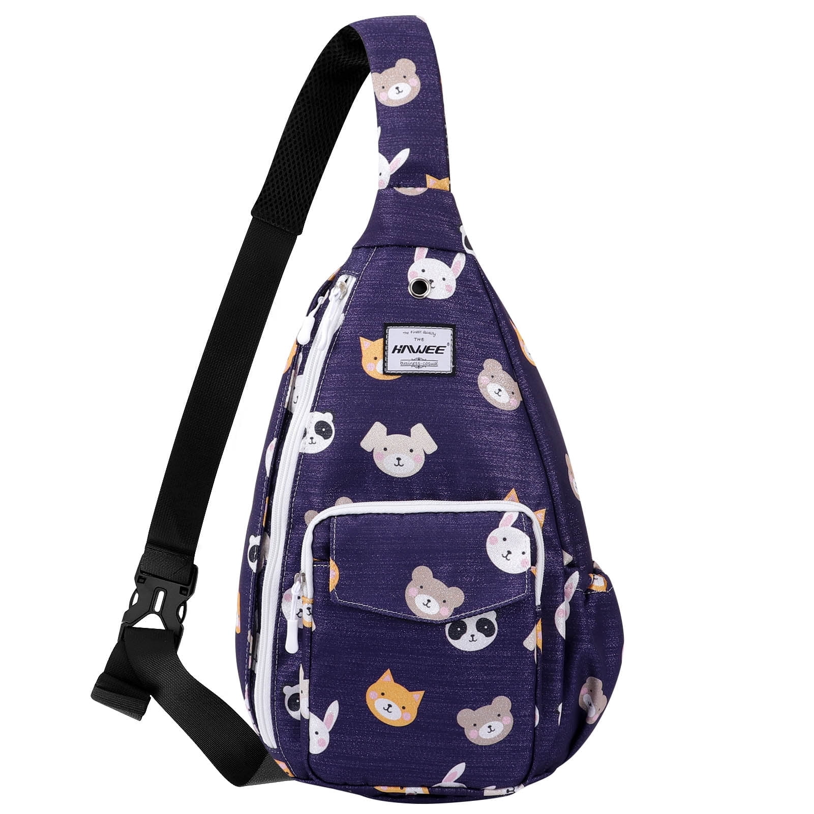 HAWEE Waterproof Crossbody Bag forWomens Chest Sling Backpack with Bear Rabbit Print, Bear