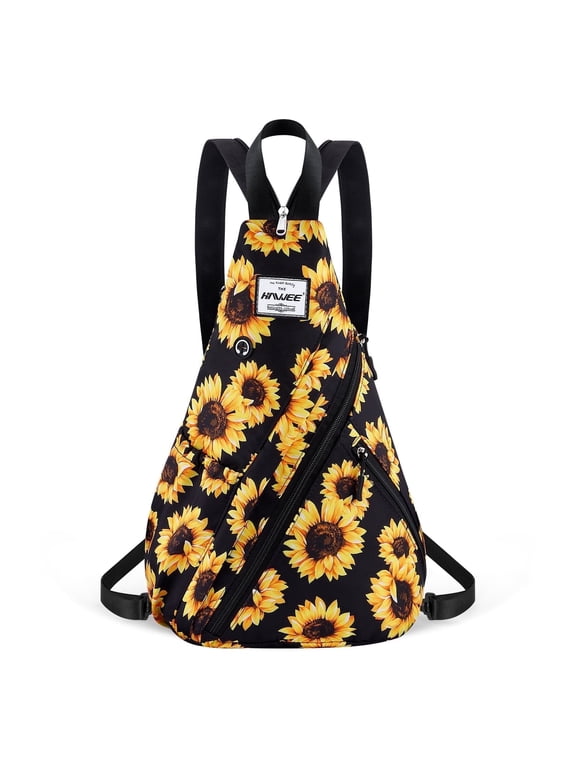 Women's Rope Sling Bag - Convertible Chest Bag & Backpack, Water-Resistant Crossbody Daypack for Travel, Sport, Cycling | Left or Right Wear, Sunflower