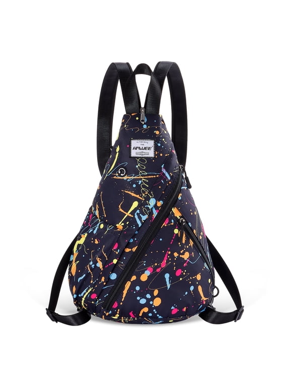 Women's Rope Sling Bag - Convertible Water-Resistant Chest Bag & Casual Daypack, Adjustable Crossbody Backpack for Travel, Cycling, Sports Graffiti