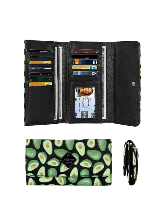 Women's Wallet - Slim Leather ID Credit Card Holder Long Wallet with 12 Card Slots Purse