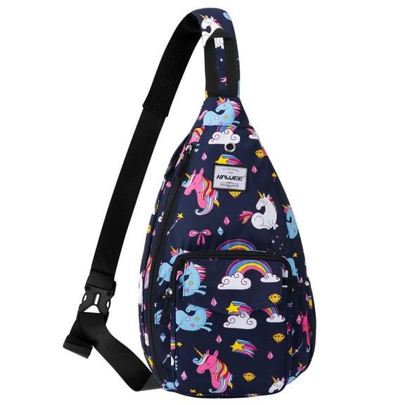 HAWEE Womens Sling Backpack Unicorn Crossbody Bag Lightweight for Women, Rainbow Unicorn