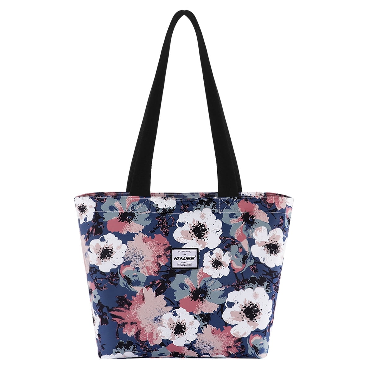 HAWEE Zipper Tote Bag for Women Waterproof Polyester Floral