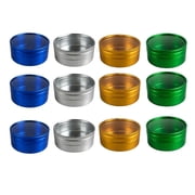 HAWK 12 Piece Colorful Aluminum Gem Jars | Clear Glass Lids | Size 2 x 1 5.1 cm x 2.5 cm Vibrant Assortment | Ideal for Gemstones & Crafts