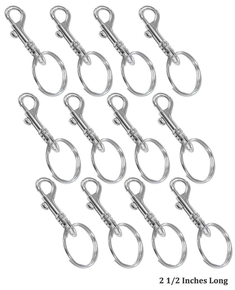 HAWK 12Piece Swivel Key Rings 5/8" Hook, 1" Rings Multifunctional