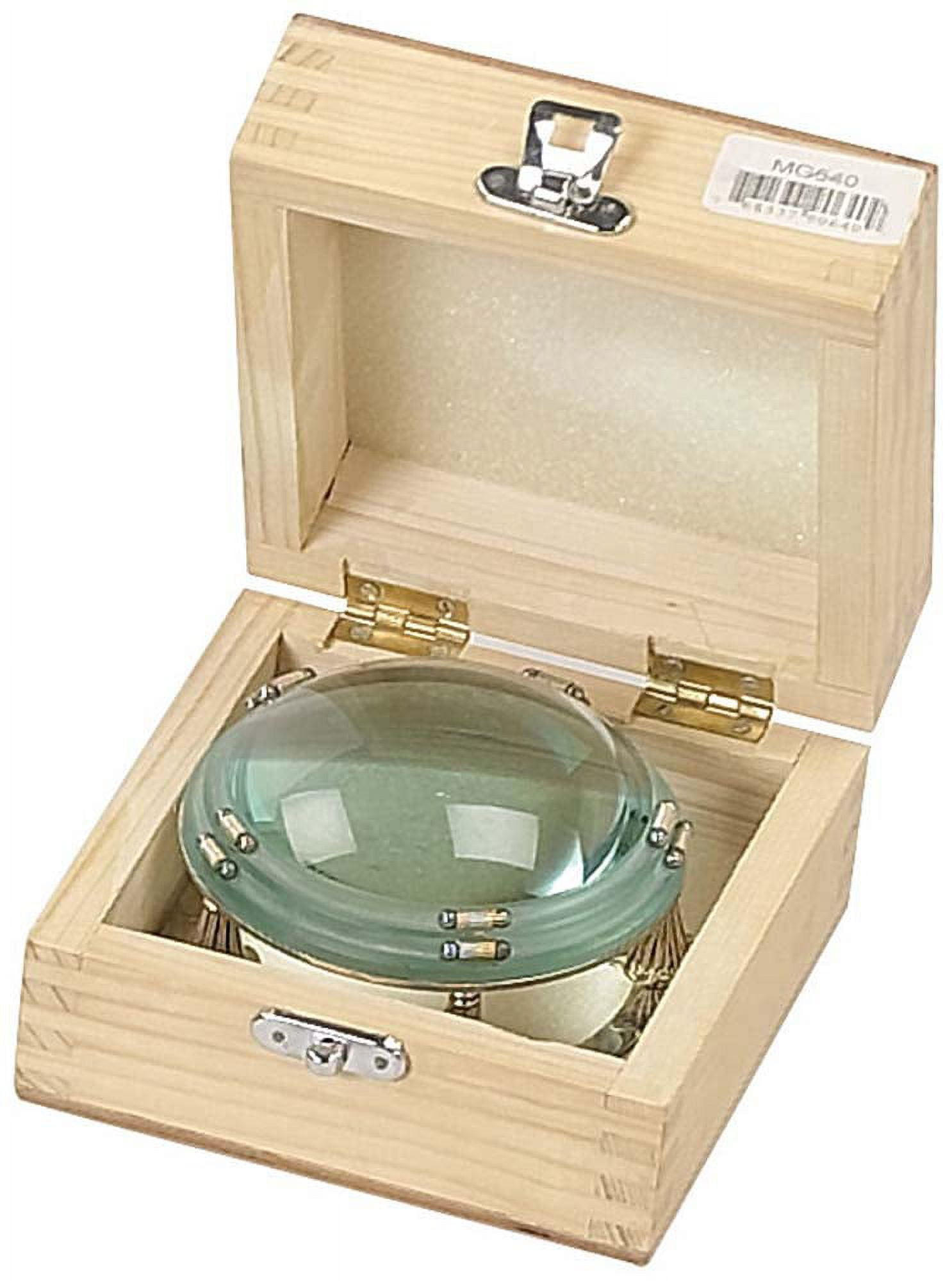 HAWK 2.5x Classic Dome Magnifier | 4" (10.2 cm) Diameter | Includes Custom Wooden Box | Precision Viewing & Elegant Design
