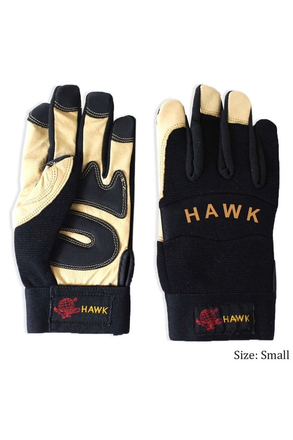 HAWK (2 Pair) Men's Black Leather Fingerless Gloves | Size Small (S) Ventilation Holes | Adjustable Wrist Strap | Ideal for Sports & Precision Tasks