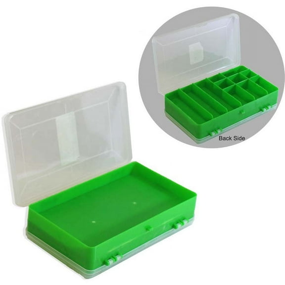 HAWK 2-Sided Plastic Box | 11 Compartments & 1 Large Section | 8.25" x 4.75" (21 cm x 12.1 cm) | Perfect for Crafts, Beads & More
