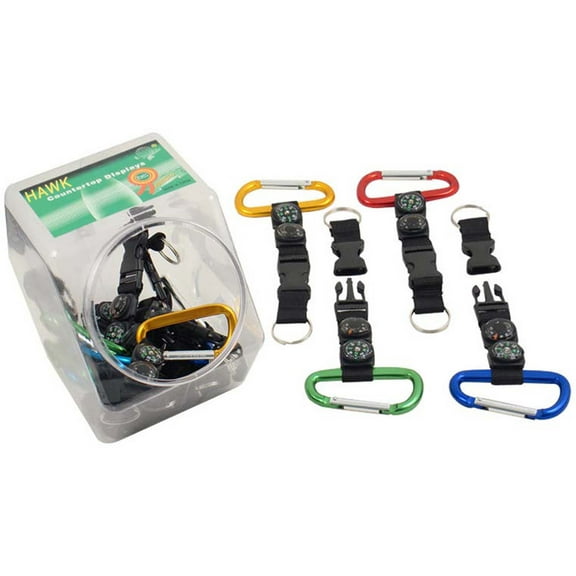 HAWK 30 Piece 3-in-1 Snaphook Set | Countertop Display Jar Included | Integrated Thermometer & Compass | Multipurpose Tool for Adventurers