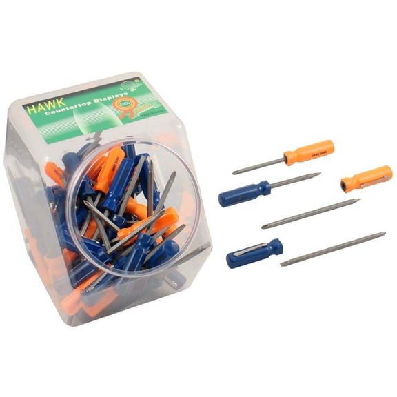 HAWK 48-Piece Dual-End 4.75" Screwdrivers | Slotted & Phillips Combo | Transparent Display Jar