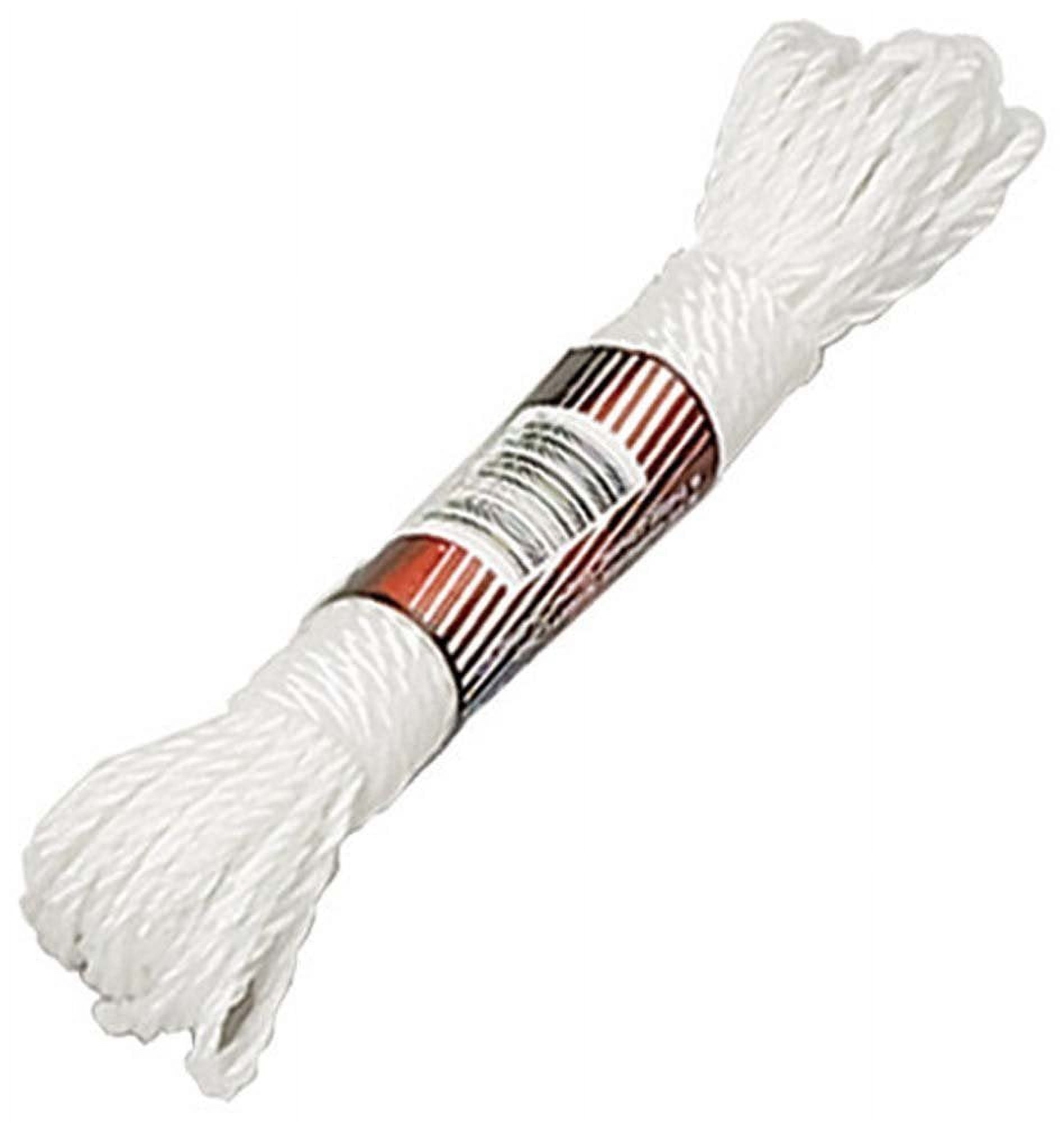 HAWK 50 Foot (15.2 m) Durable White Polypropylene Rope, ⅛ (0.3 cm)  Thickness