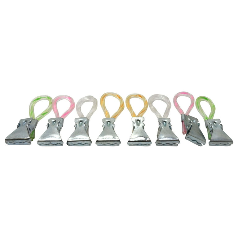 HAWK 8-Piece Clip Hooks Set | 2 (5.1 cm) Length | Assorted Color Plastic  Loops with Strong Metal Clips | Multipurpose Hanging Solution | Ideal for